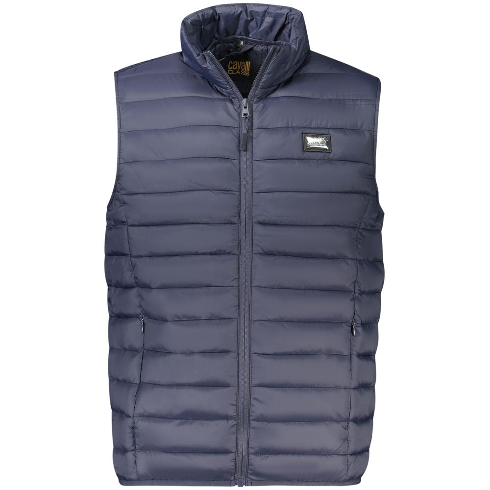 Cavalli Class Blue Polyester Sleeveless Jacket