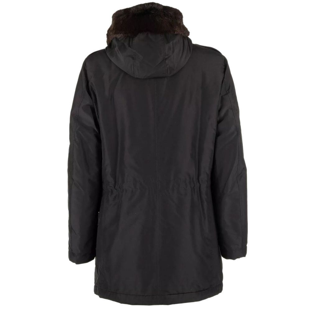 Dolce & Gabbana Black Silk Men Parka