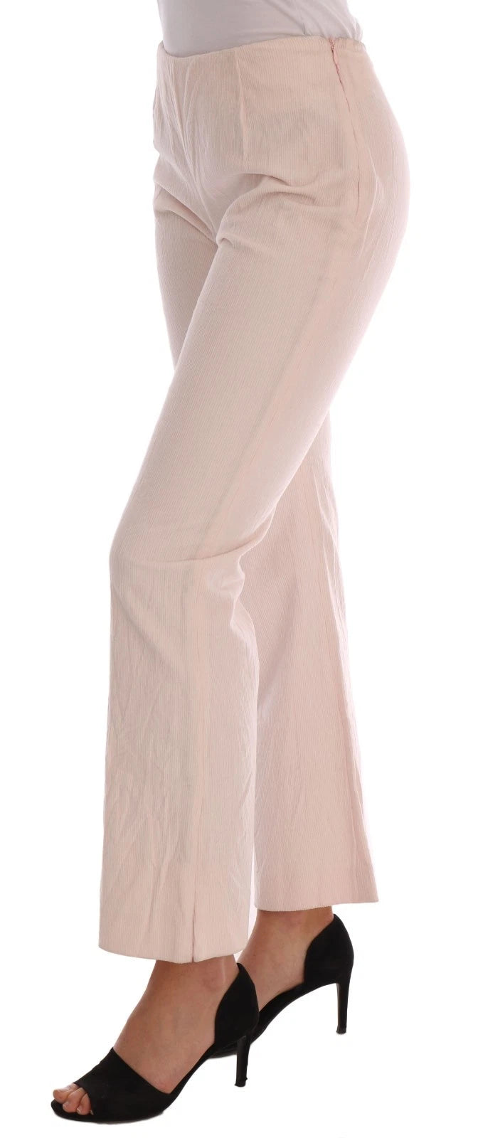 Ermanno Scervino Beige Cotton Stretch Straight Trousers Pants