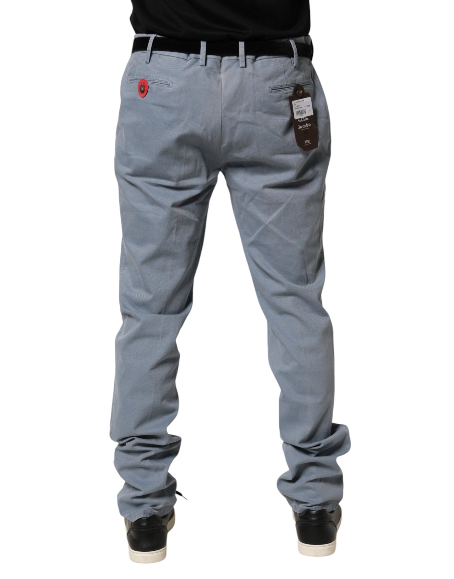 PT01 Blue Men Chino Mid Waist Tapered Fit Trouser Pants