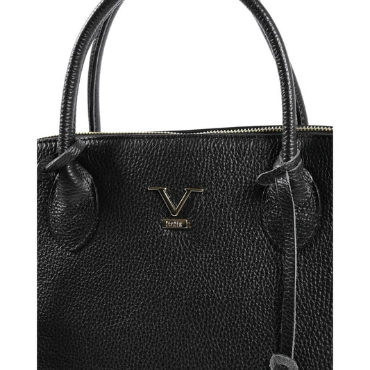 19V69 Italia Black Leather Tote Bag