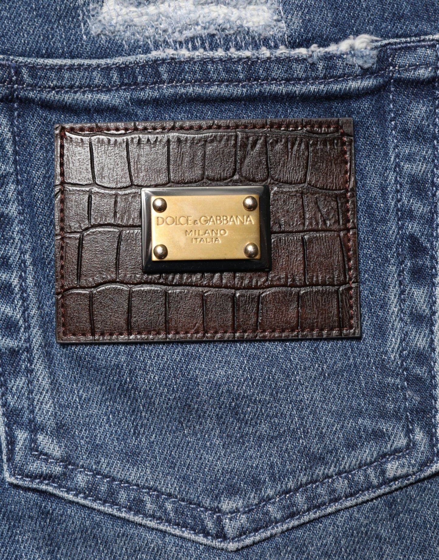 Dolce & Gabbana Blue Distressed Washed Logo GRACE Denim Jeans