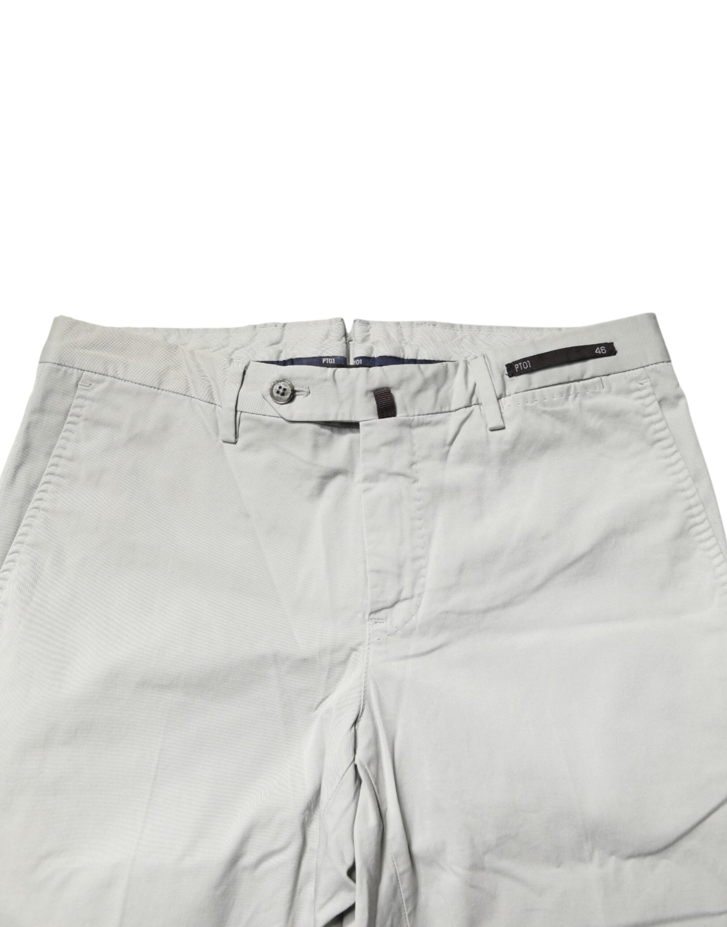 PT01 Light Gray Mid Waist Men Straight Chino Trouser Pants