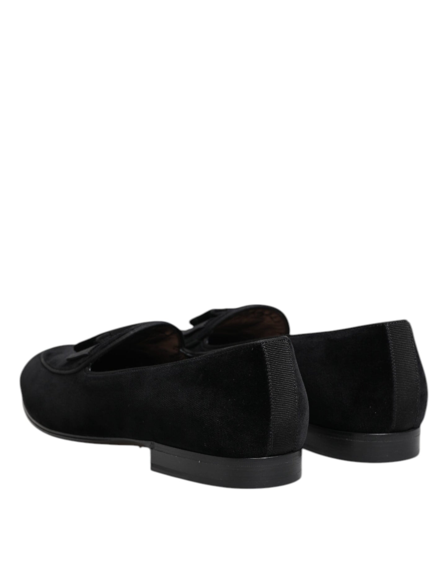 Dolce & Gabbana Black Velvet Slip On Loafers Formal Men Shoes