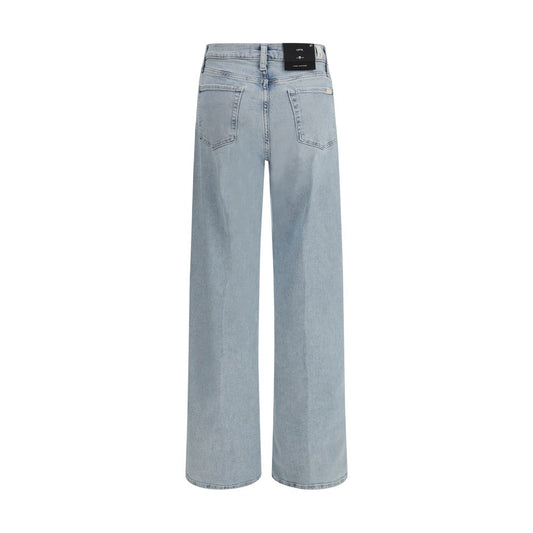 7FOR Light Blue Cotton Relaxed Fit Jeans